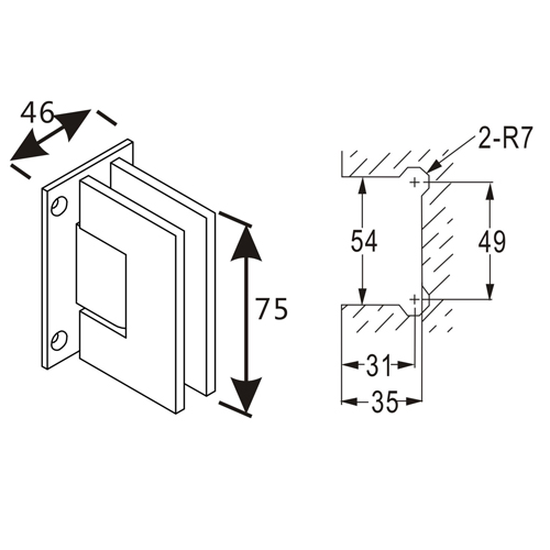 frameless glass door hinges 90 glass to glass