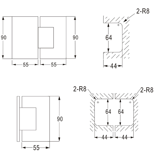 90 degree glass to glass shower screen hinges