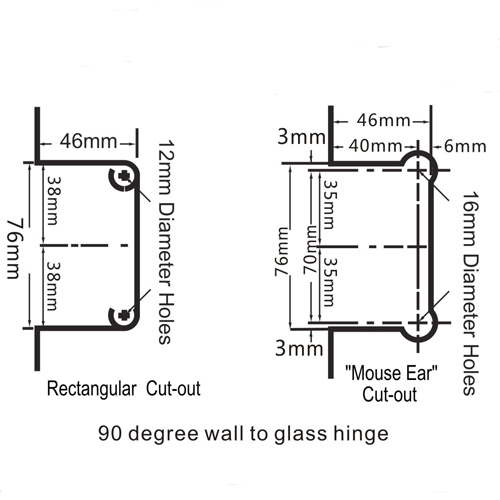 wall mounting glass heavy duty shower door hinges