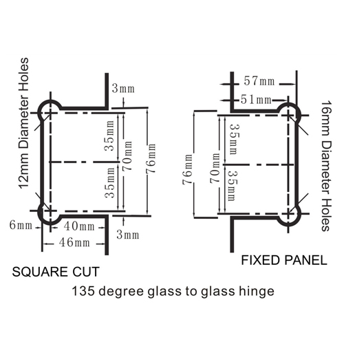 135 glass to glass heavy duty shower door hinges