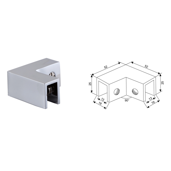 90 Degree Glass To Glass Clamp