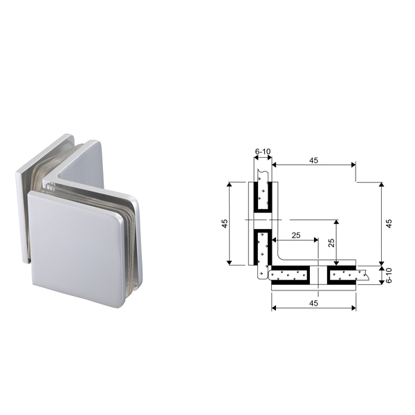 Glass To Glass 90 Degree Bracket