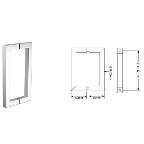 Square Shower Door Pulls